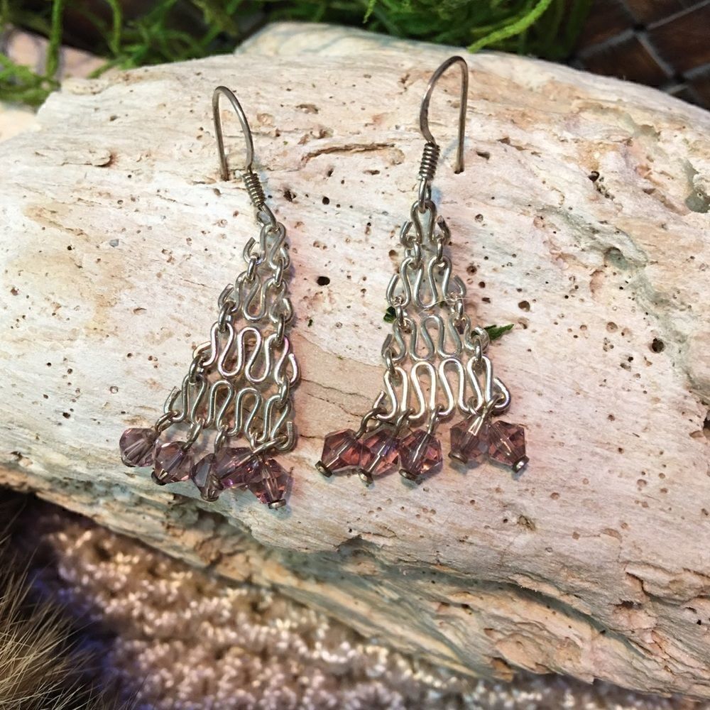 Sterling and Austrian Crystal dainty drop earrings